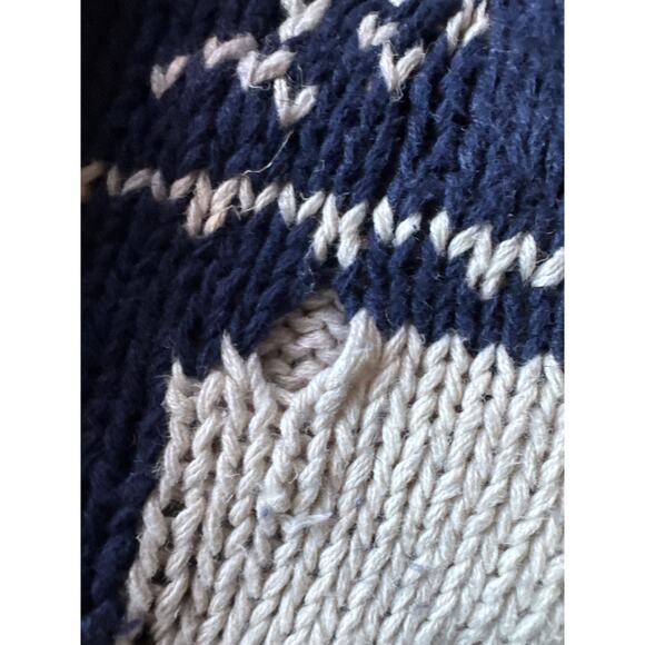 Chaps Ralph Lauren Christmas Reindeer Hand Knit Cotton Linen Navy XL Sweater - Picture 4 of 11